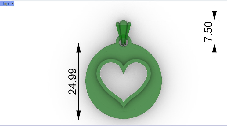 Heart playing card round pendant with bail 3D print model_14