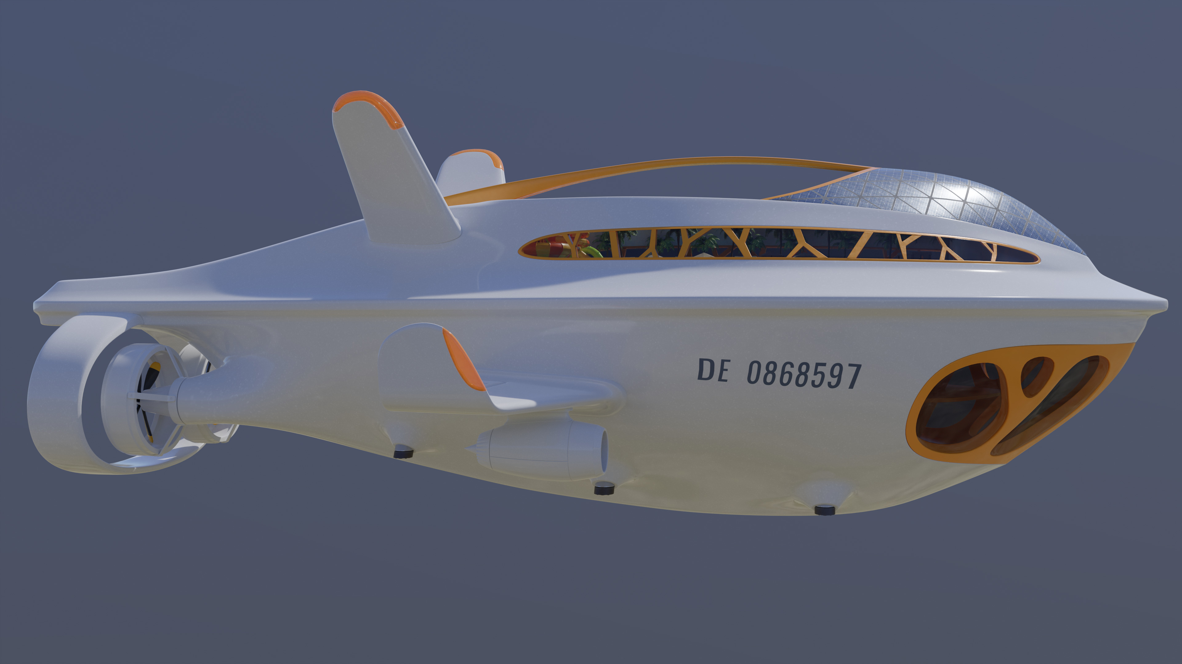 Airship Futuristic 3D model_5