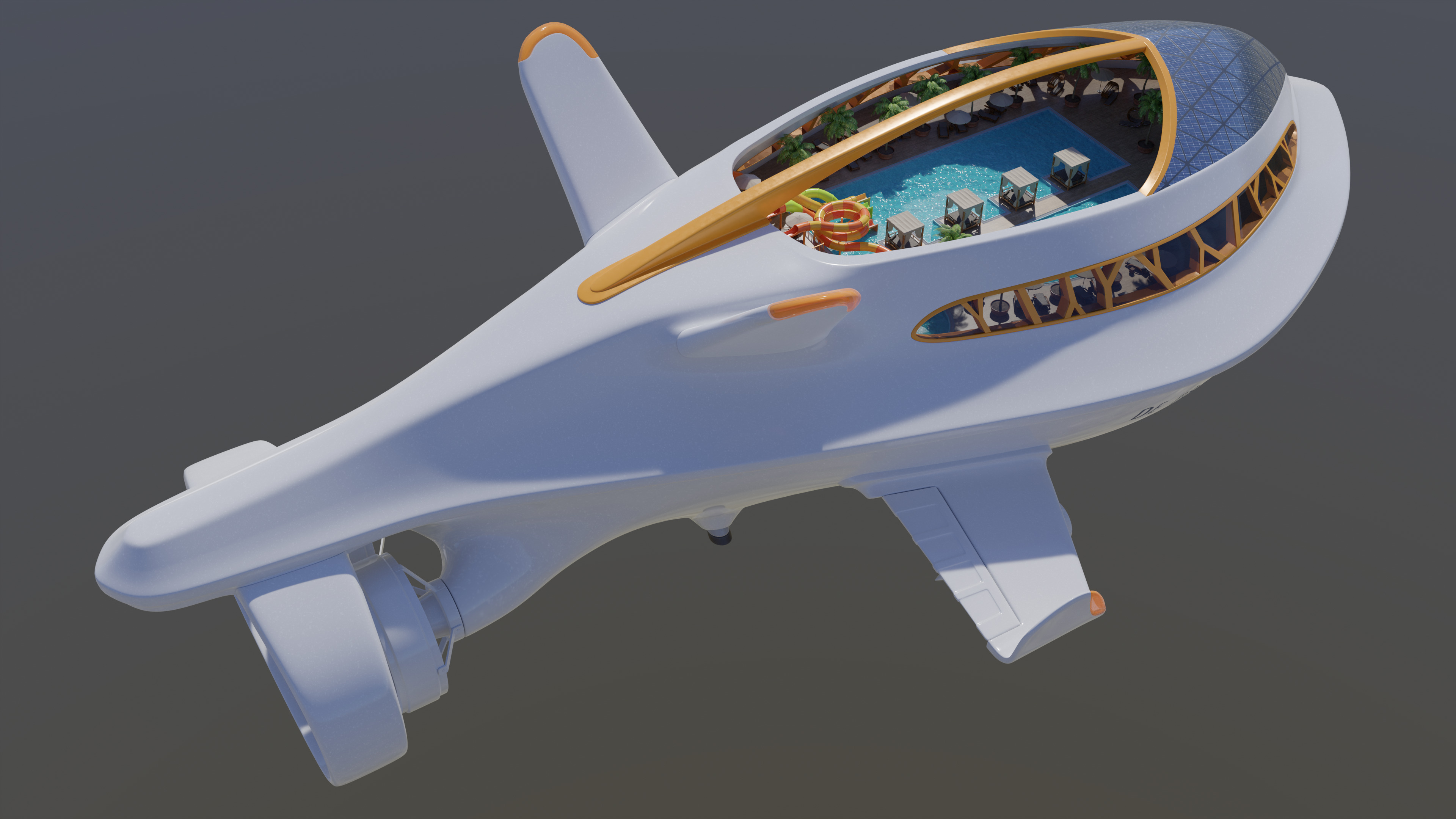 Airship Futuristic 3D model_4
