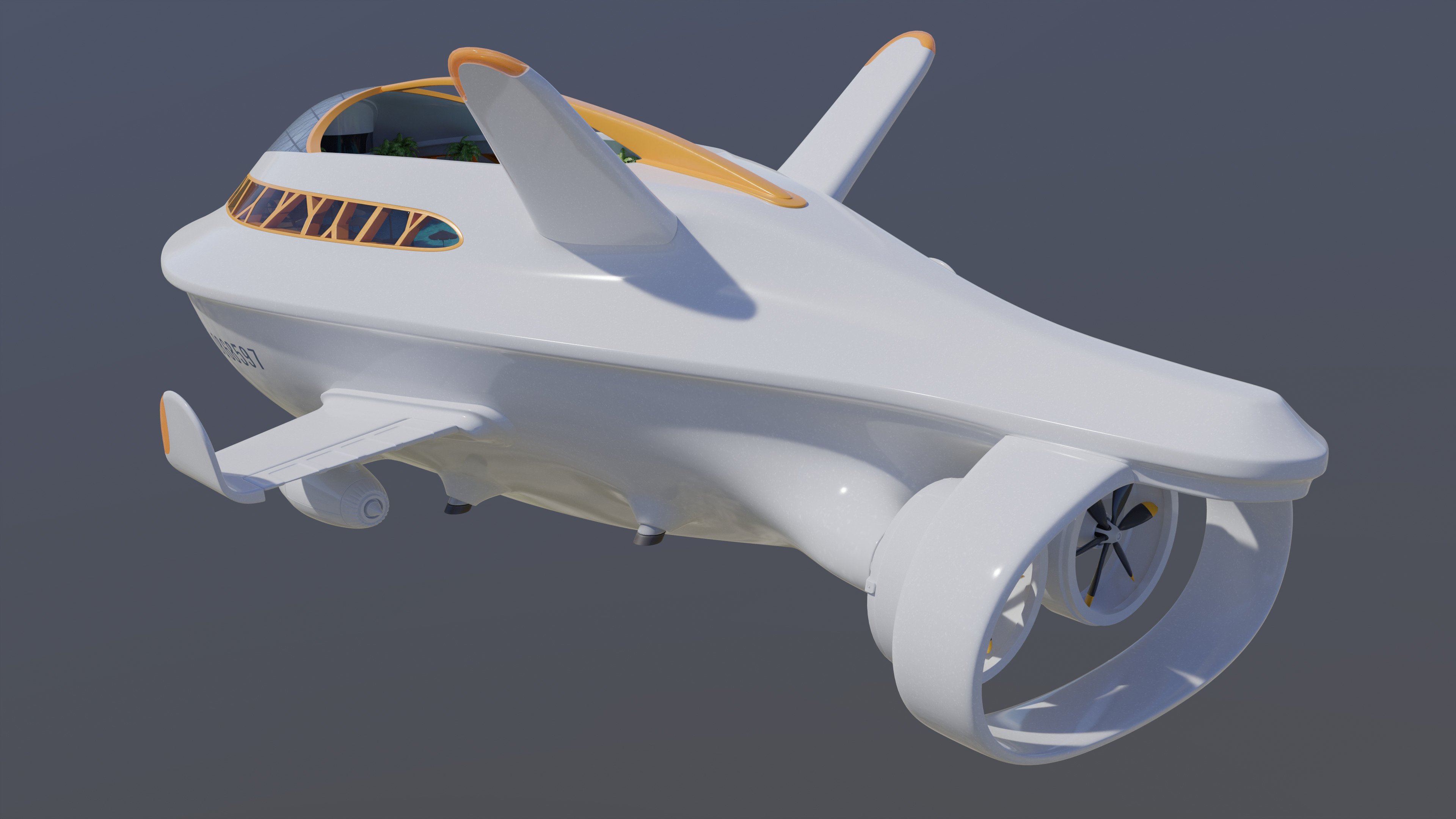 Airship Futuristic 3D model_3