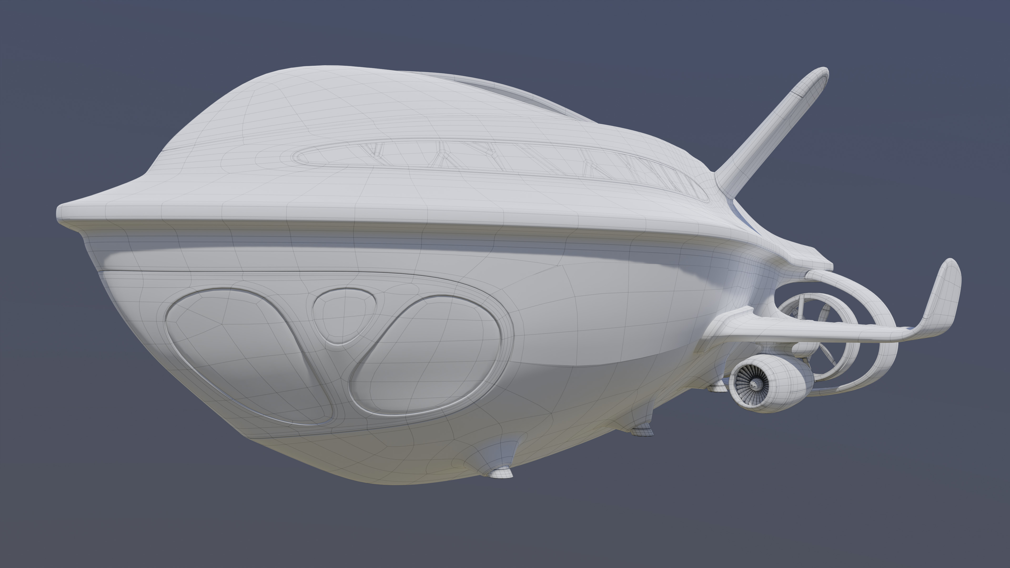Airship Futuristic 3D model_11