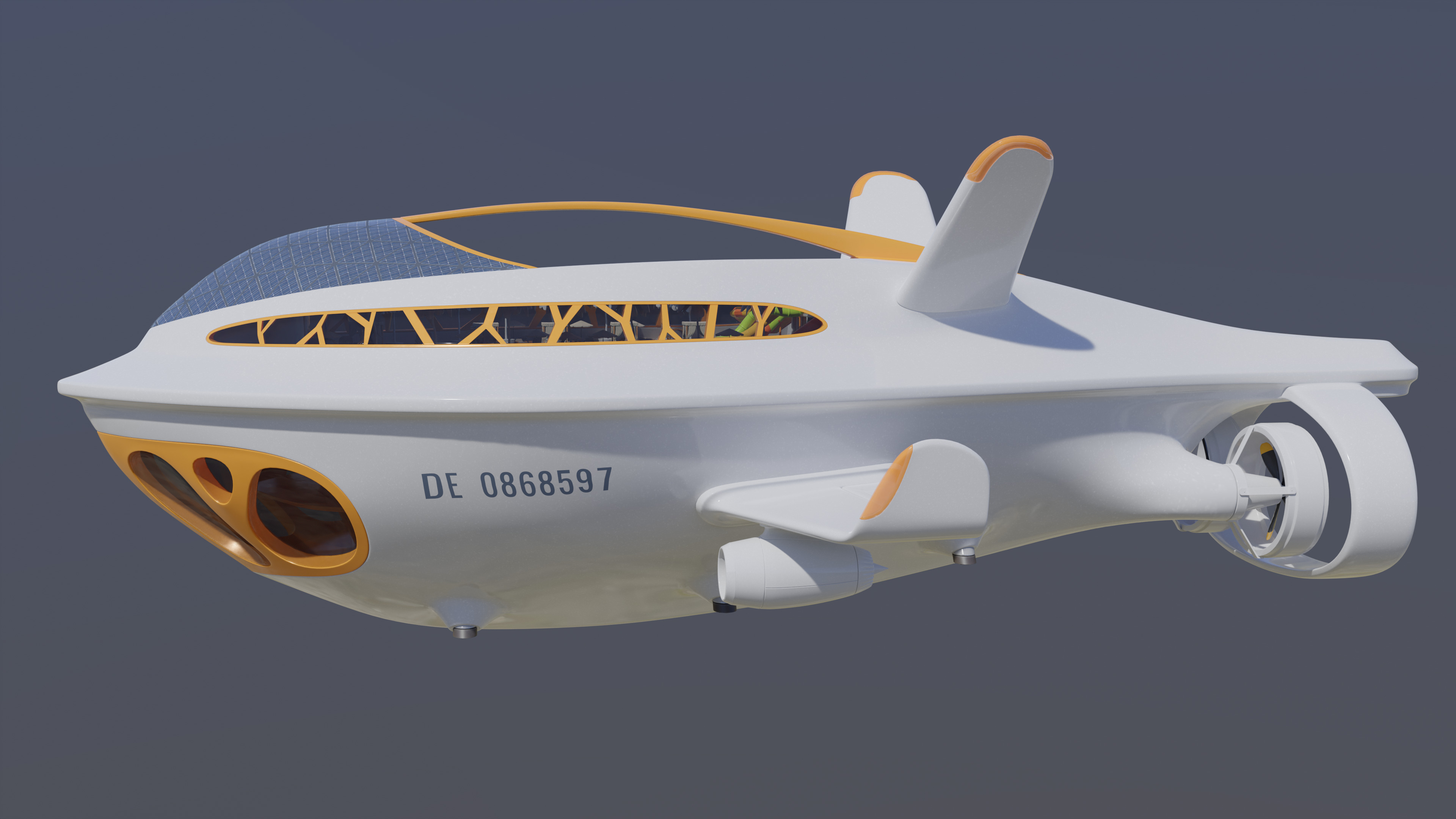 Airship Futuristic 3D model_2