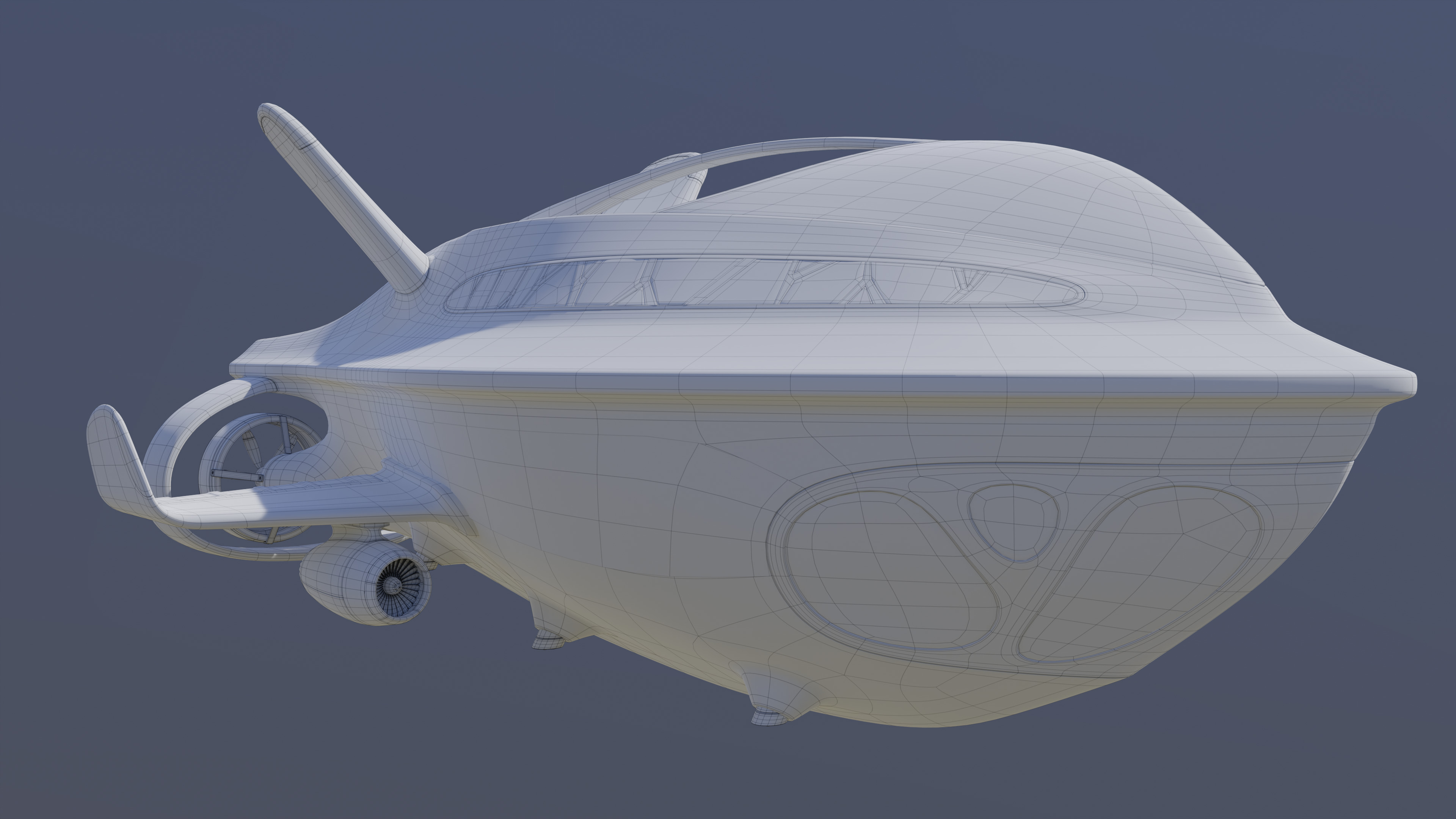 Airship Futuristic 3D model_14