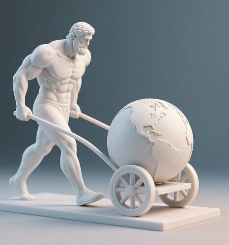 Atlas with Cart  3D Printable Minimalist Myth Statue 3D print model