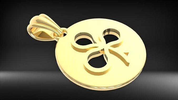 Clubs playing card  round pendant with bail jewelry 3D print model