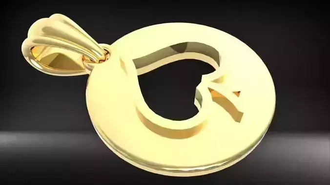 Ace of spades playing card round pendant with bail Jewelry