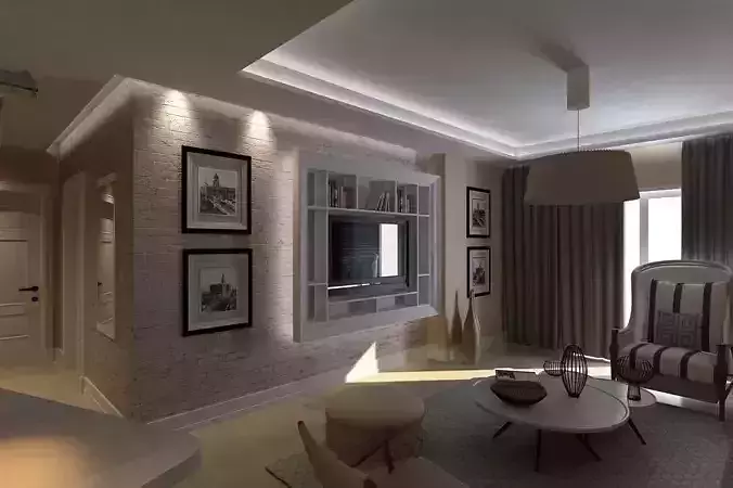TV AND BOOKSHELF Free 3D model