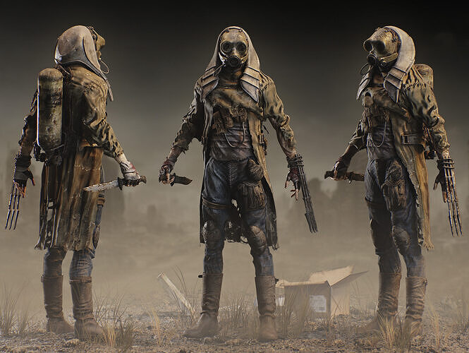 Post Apocalytic Hunter Low-poly 3D model