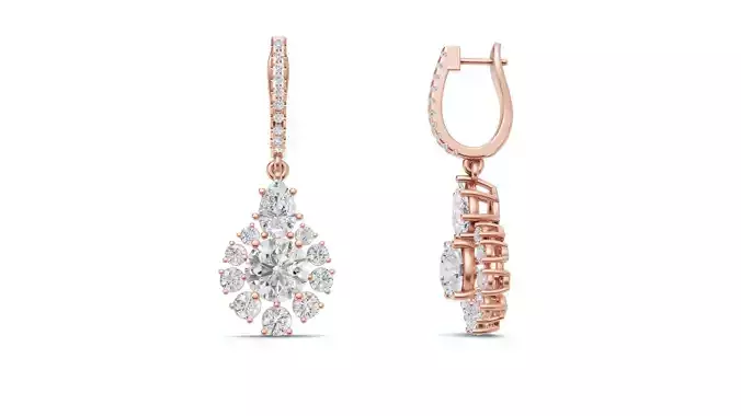 Snowflake Pointer Diamond Drop Earrings Bali