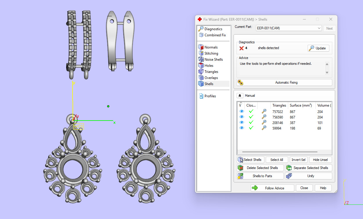 Snowflake Pointer Diamond Drop Earrings Bali 3D print model_13