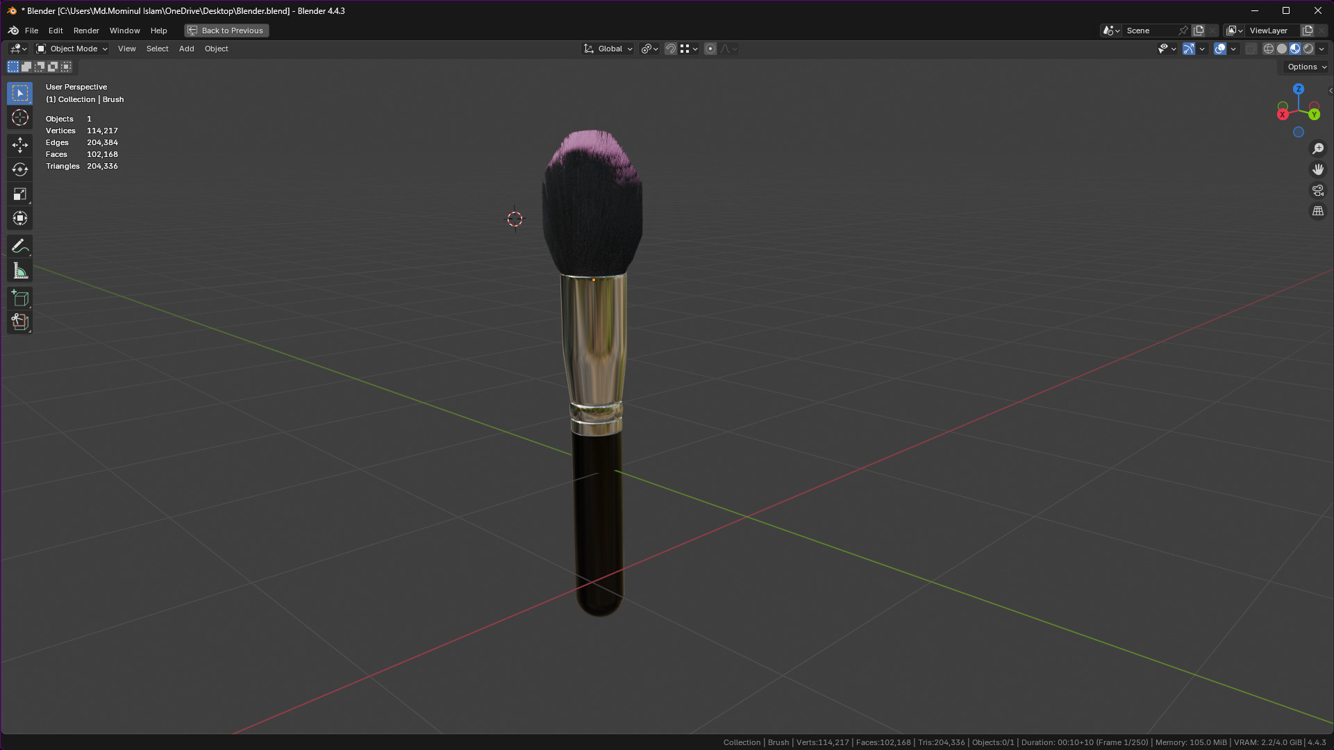 Make Up Brush PBR 21 3D model_6