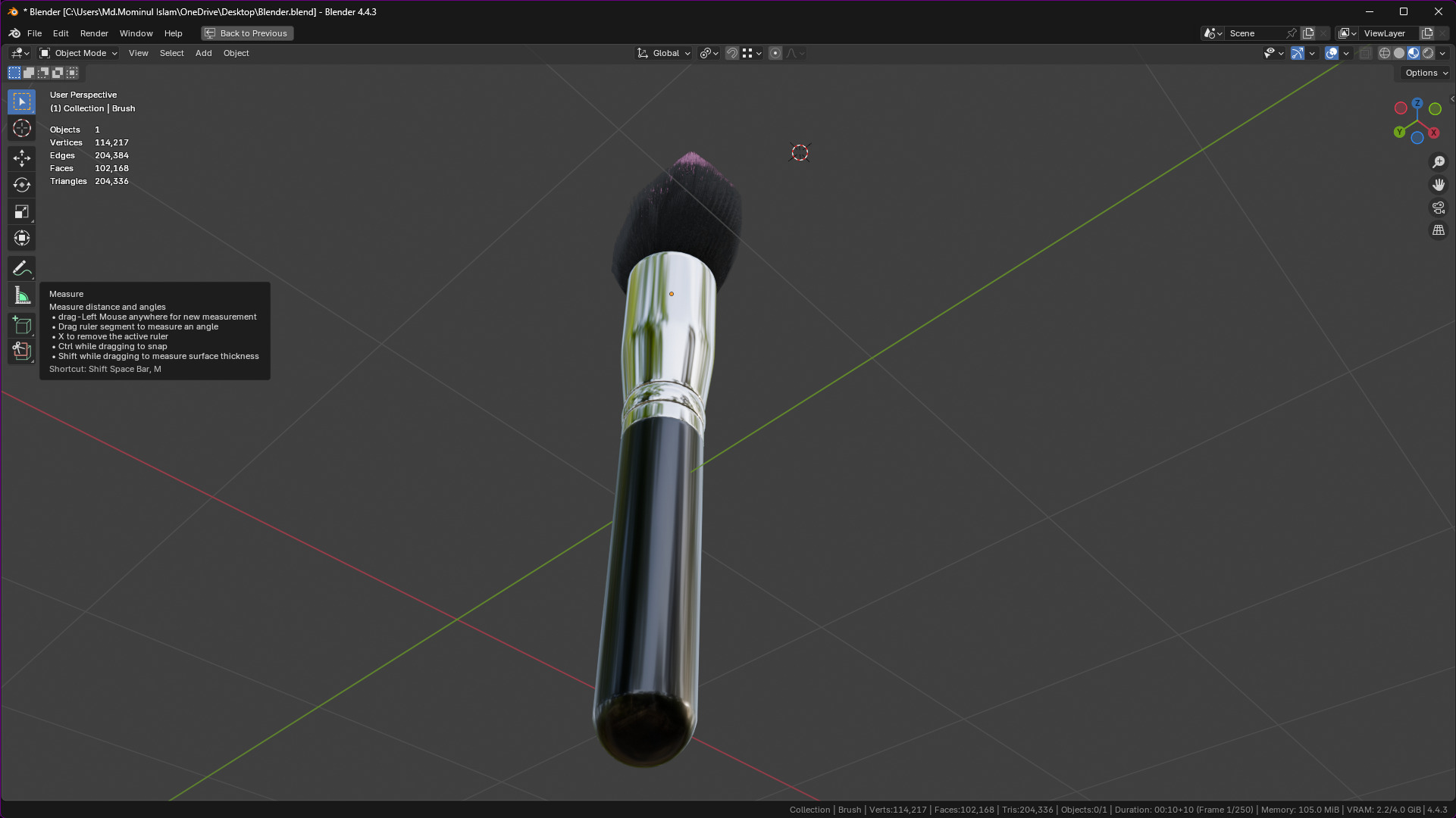 Make Up Brush PBR 21 3D model_9