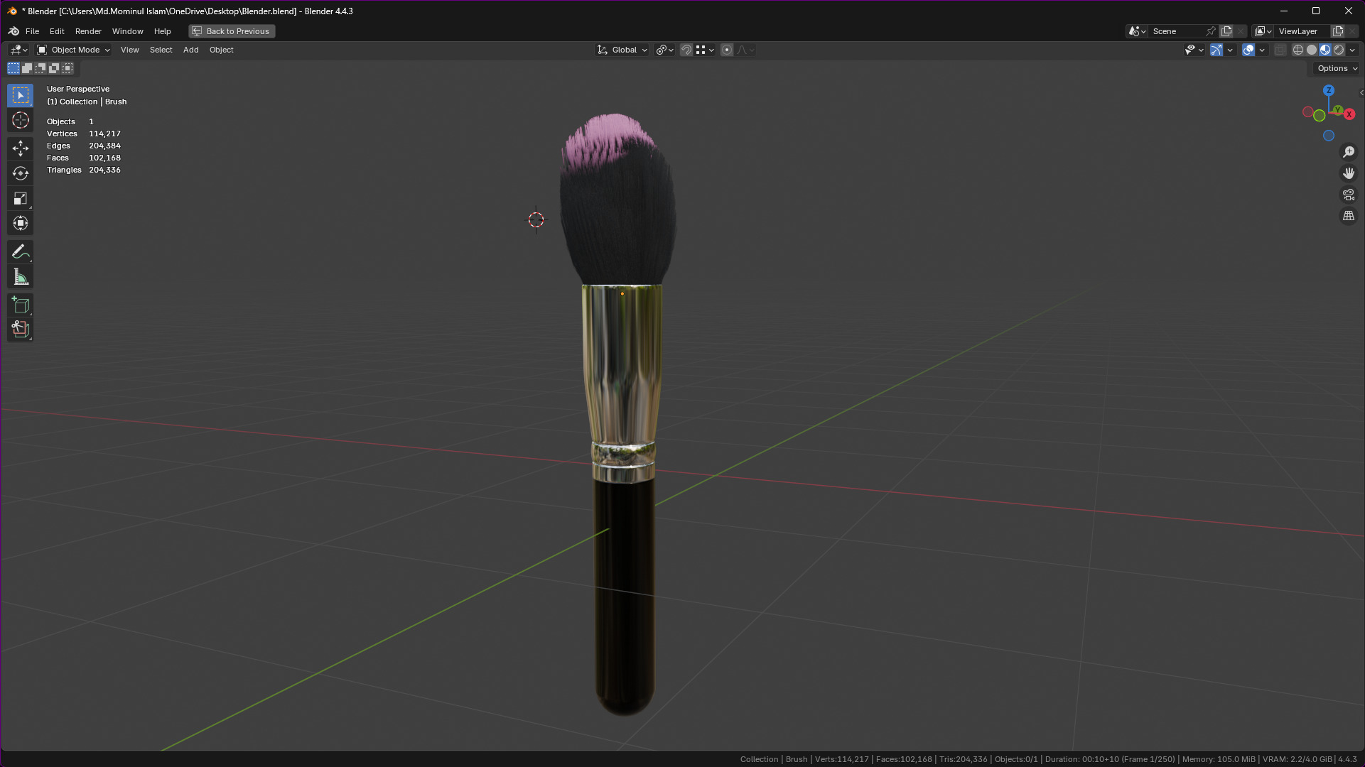 Make Up Brush PBR 21 3D model_3