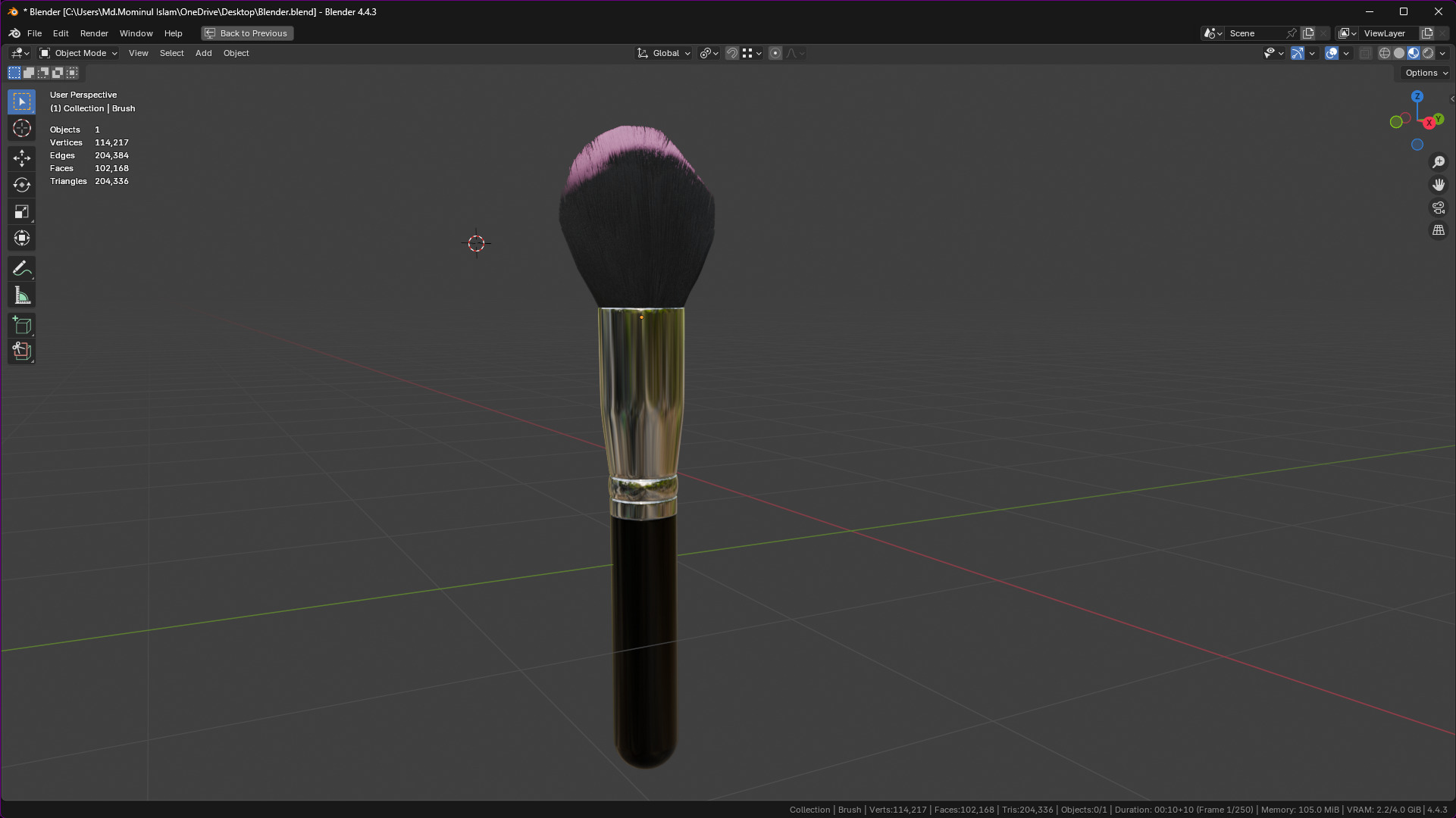 Make Up Brush PBR 21 3D model_7