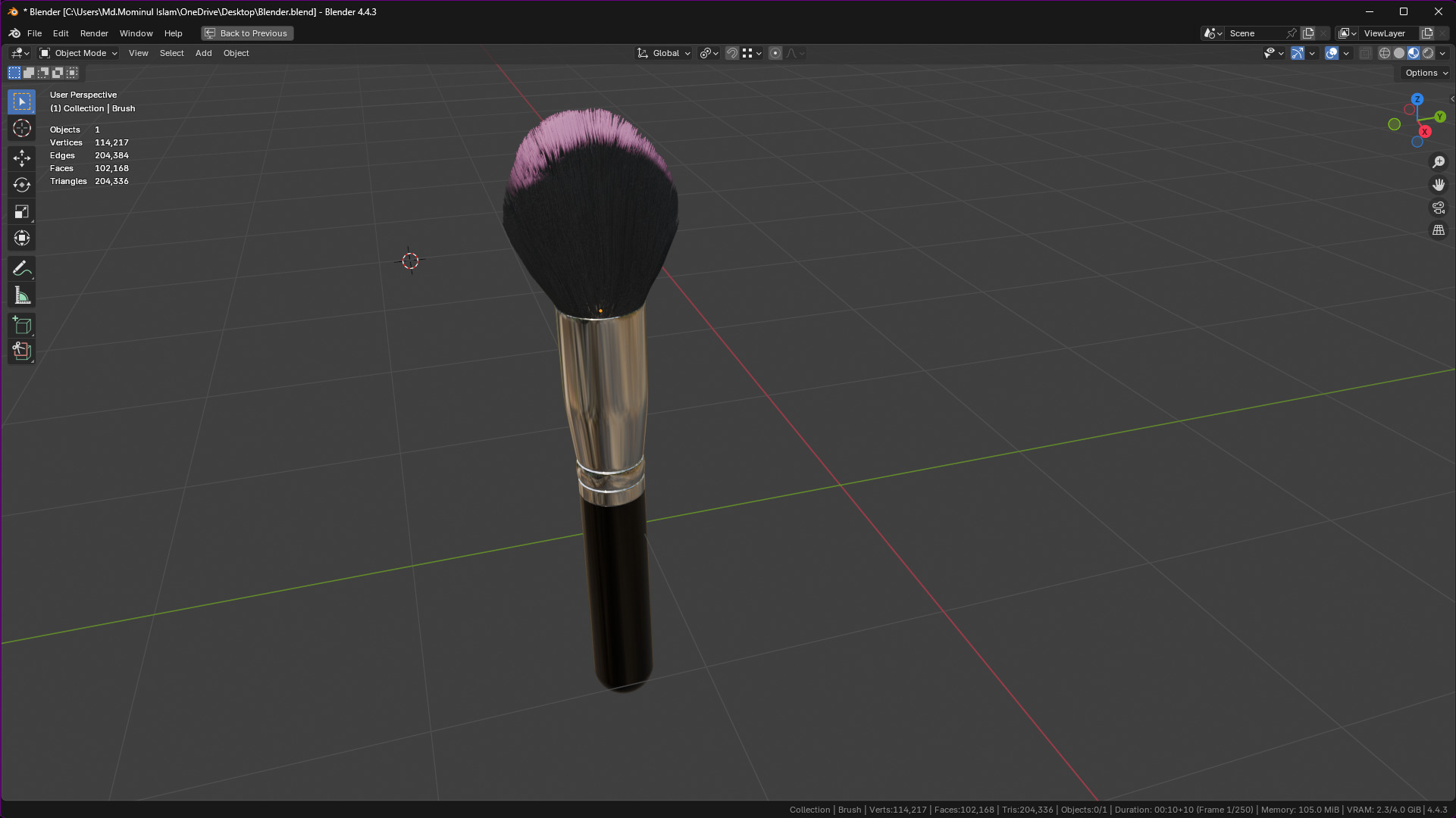 Make Up Brush PBR 21 3D model_13