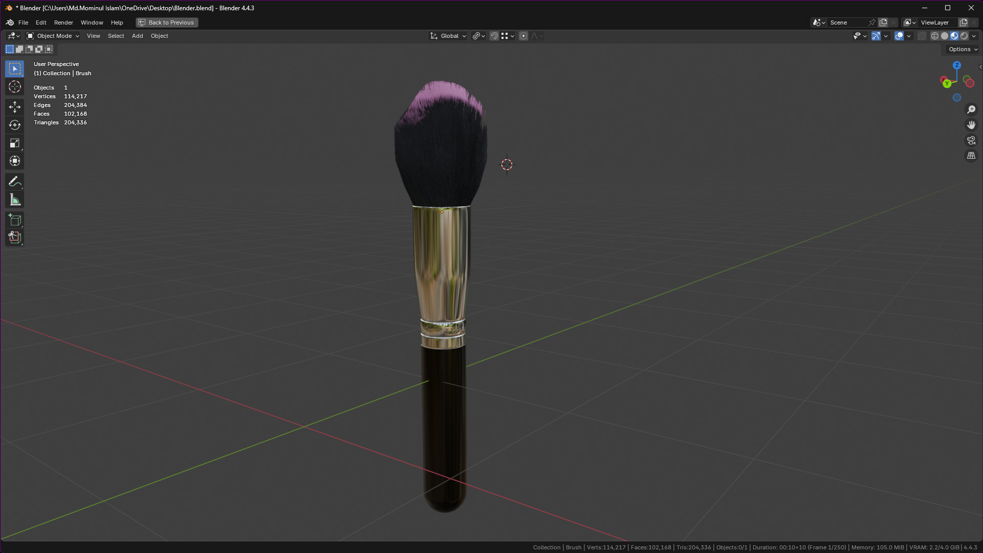 Make Up Brush PBR 21 3D model_5