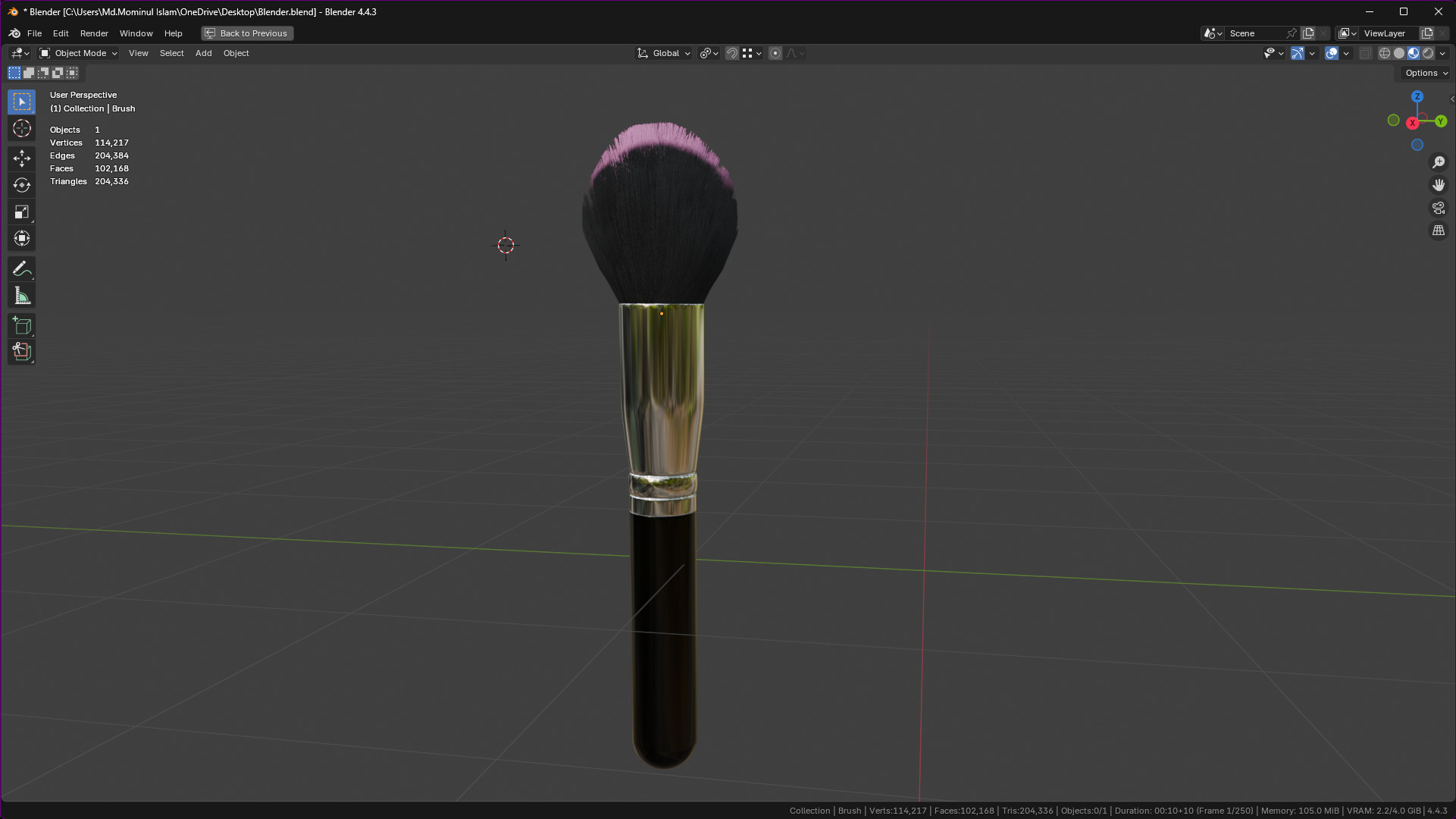 Make Up Brush PBR 21 3D model_2