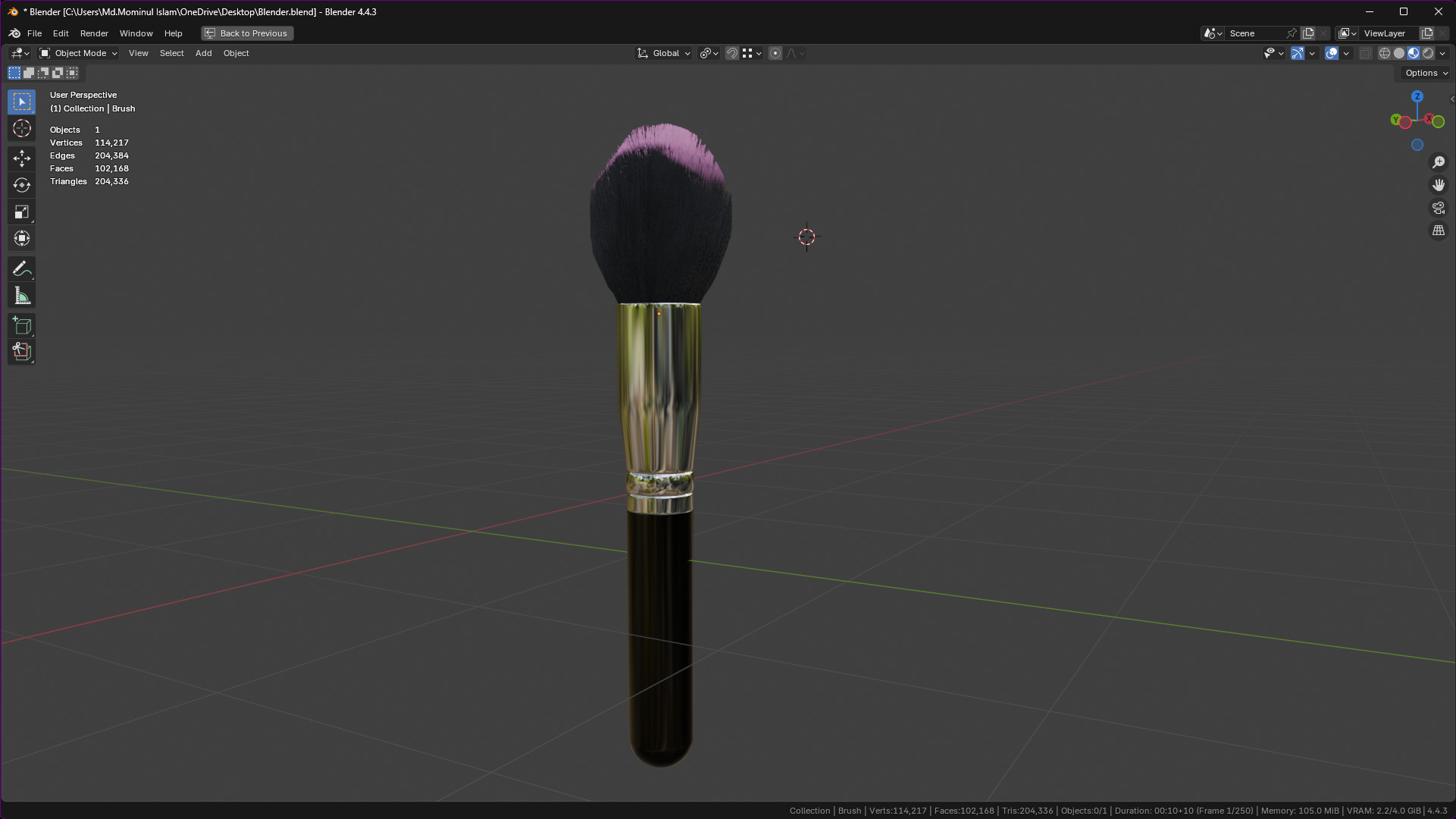 Make Up Brush PBR 21 3D model_4