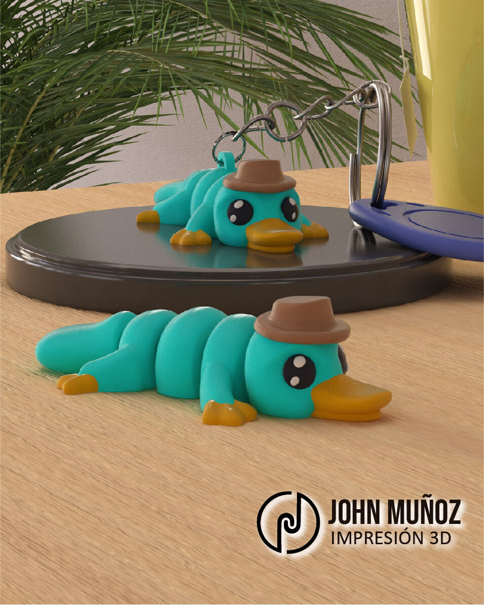 Platypus Articulated Version and Keychain 3D print model_3