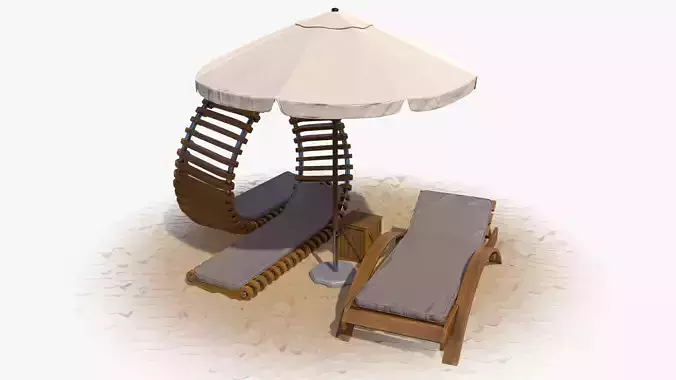 Wooden Chaise lounge Umbrella