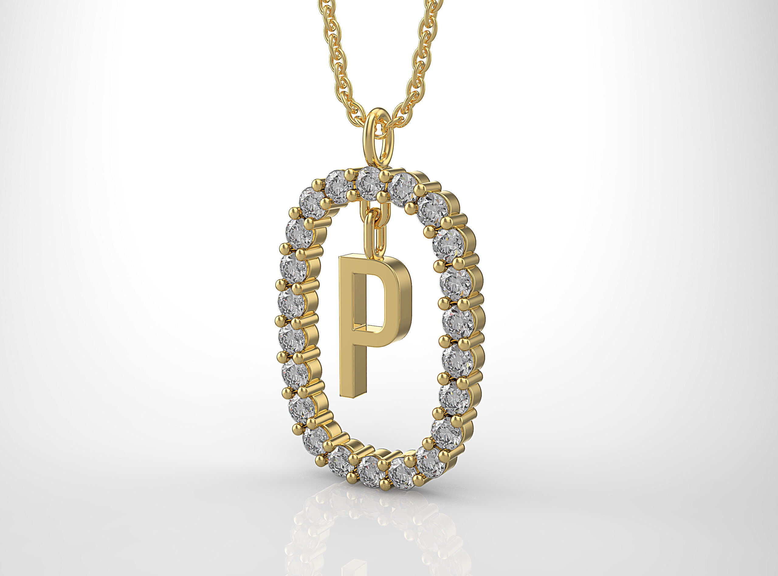 Pendant Letter P 3D print model_12