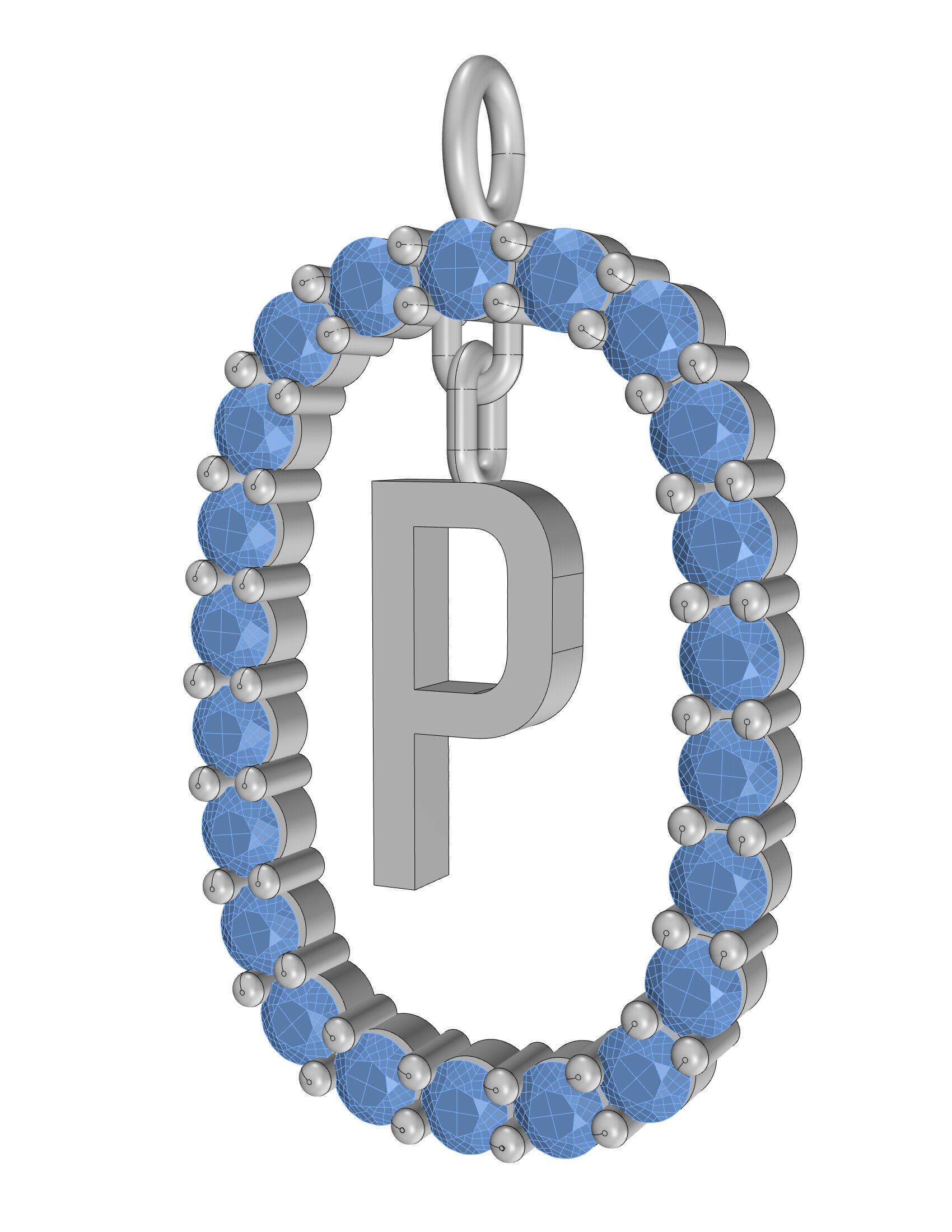 Pendant Letter P 3D print model_9
