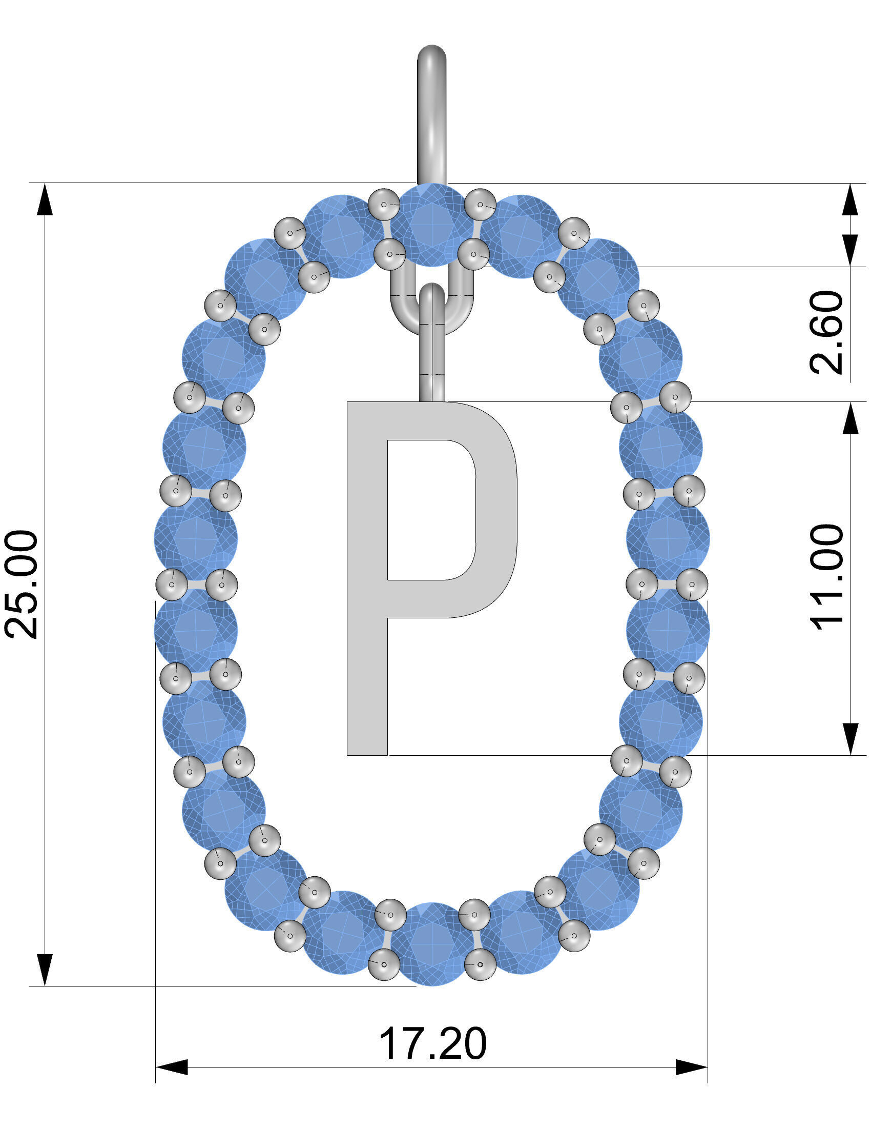 Pendant Letter P 3D print model_7