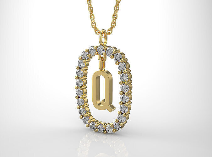 Pendant Letter Q 3D print model