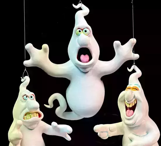 Funny Ghost Trio Halloween Decor stl Hanging Ornaments 3D print model