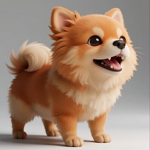 791  Laughing  Pomeranian   Full Color  3D Model  dog 3D print model