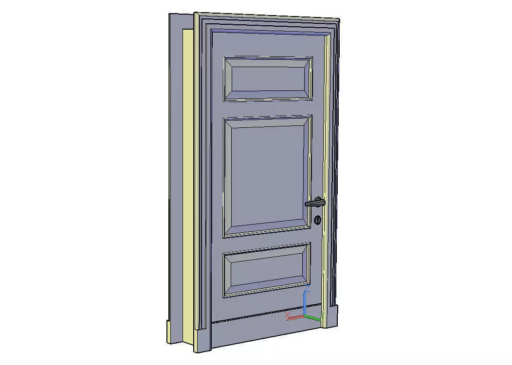 3D DOOR with handle Free 3D model_0