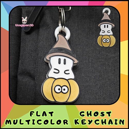 Flat Ghost Multicolor Keychain 3D print model