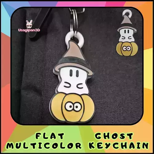 Flat Ghost Multicolor Keychain