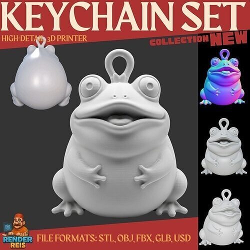 Cute Frog Keychain  3D Printable Happy Amphibian Model 3D print model