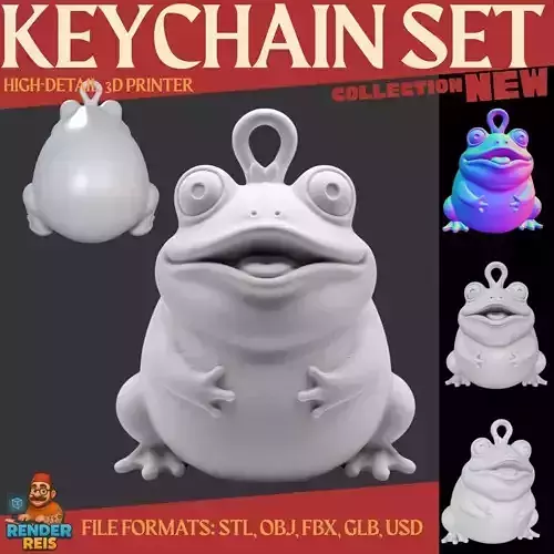 Cute Frog Keychain  3D Printable Happy Amphibian Model 3D print model
