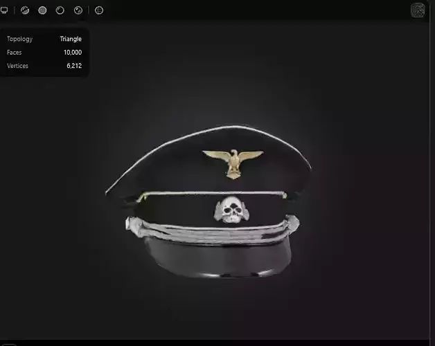 WW2 German Black Officer Cap with Totenkopf Skull