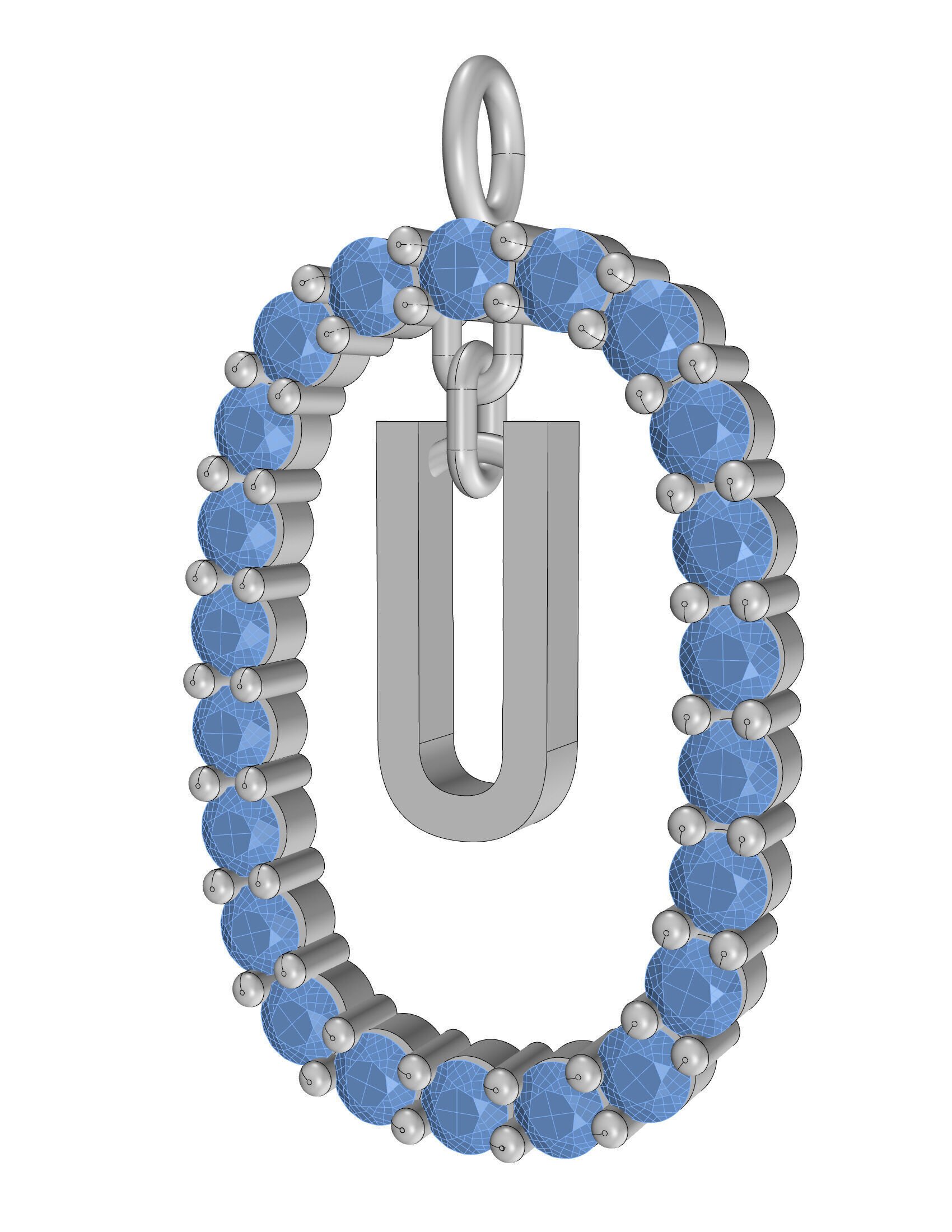 Pendant Letter U 3D print model_3