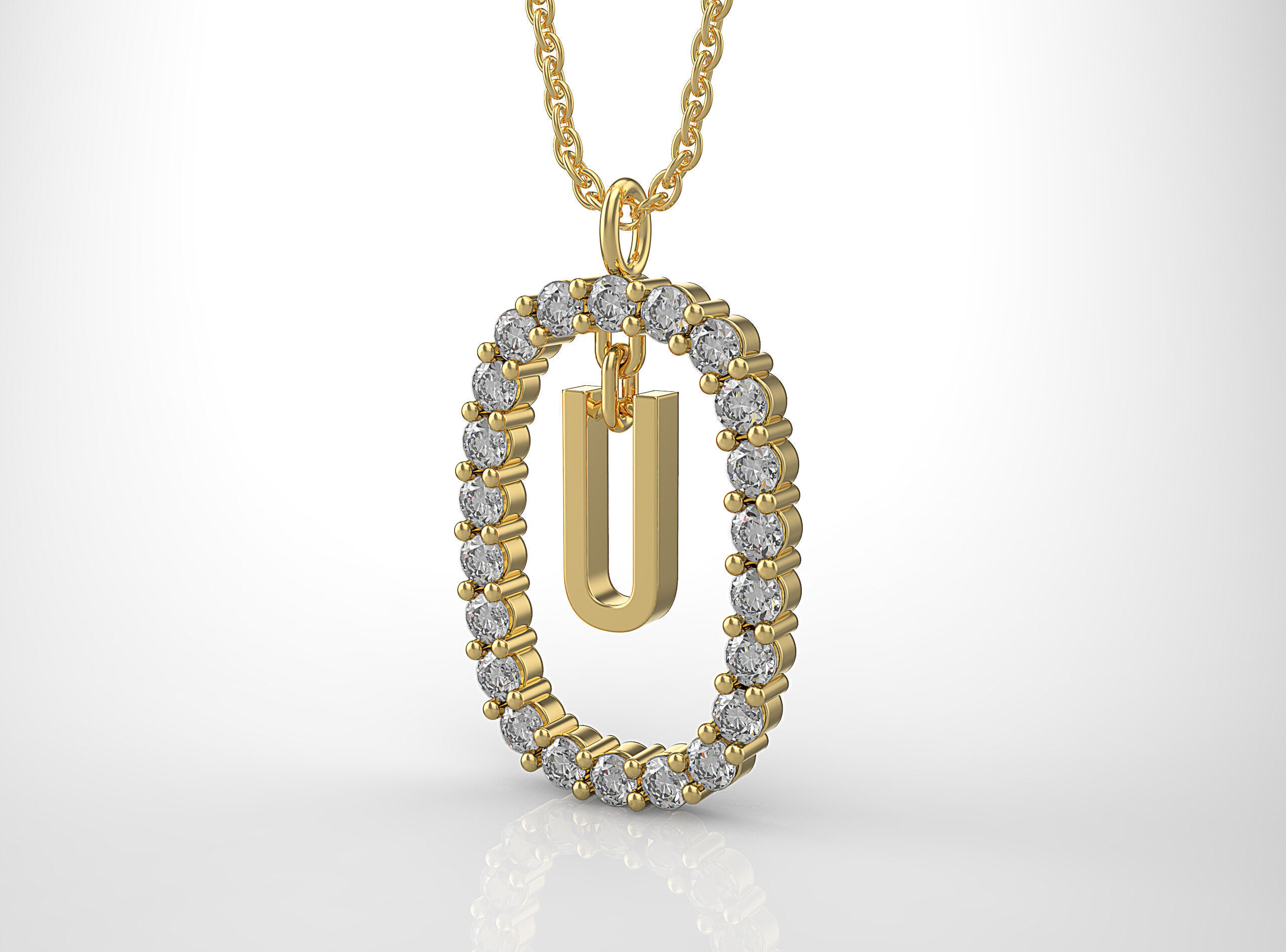 Pendant Letter U 3D print model_0
