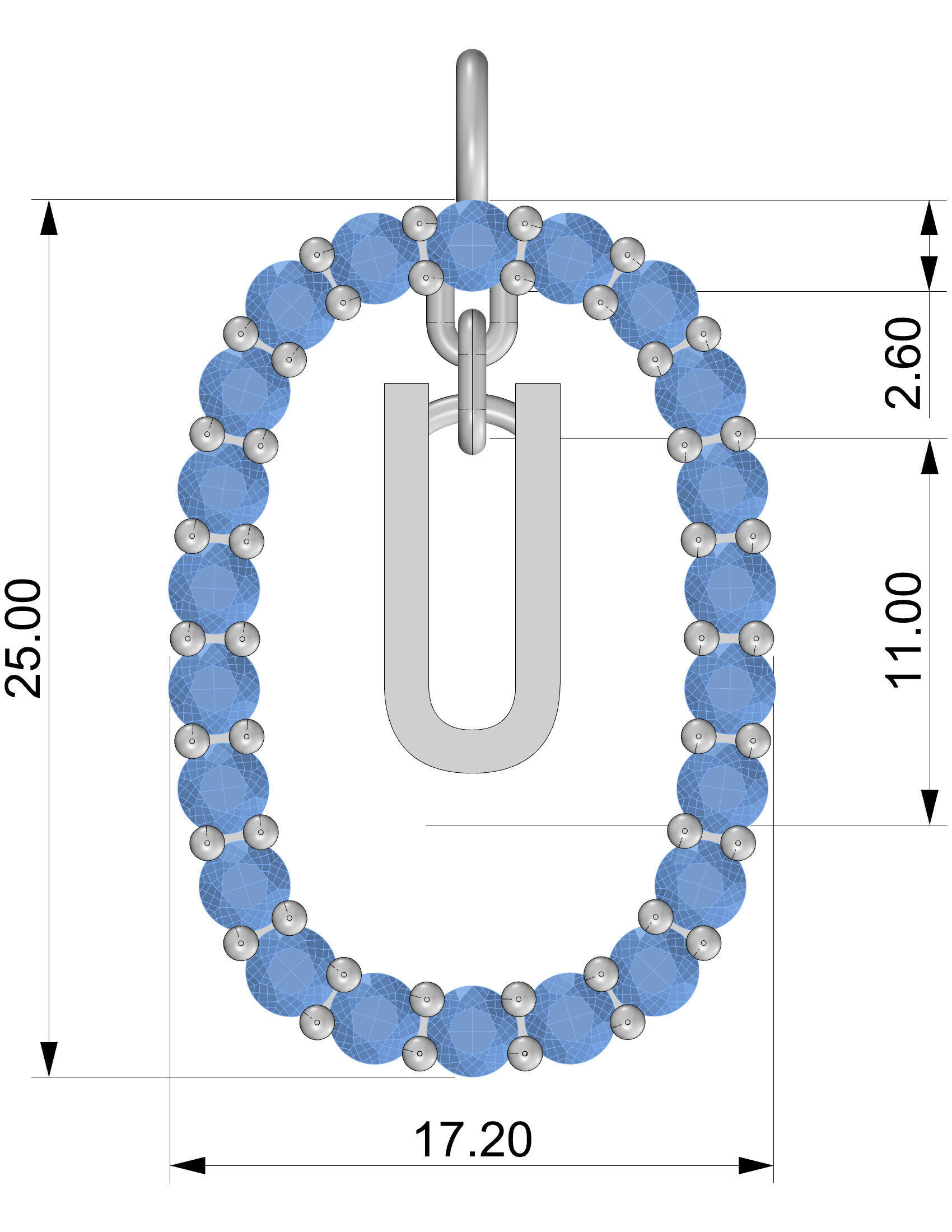 Pendant Letter U 3D print model_1