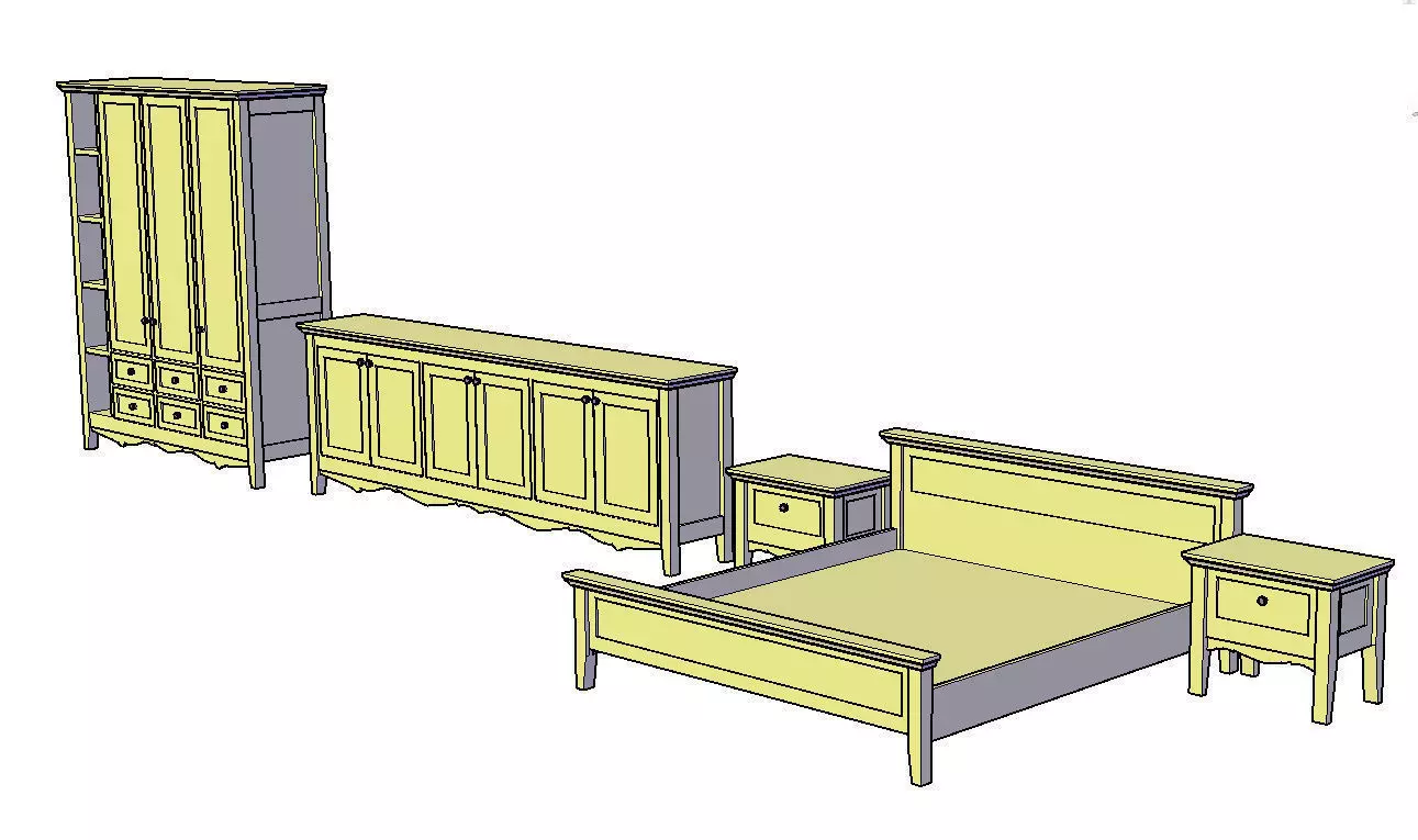 3D NEOCLASSIC BEDROOM SET Free 3D model_0
