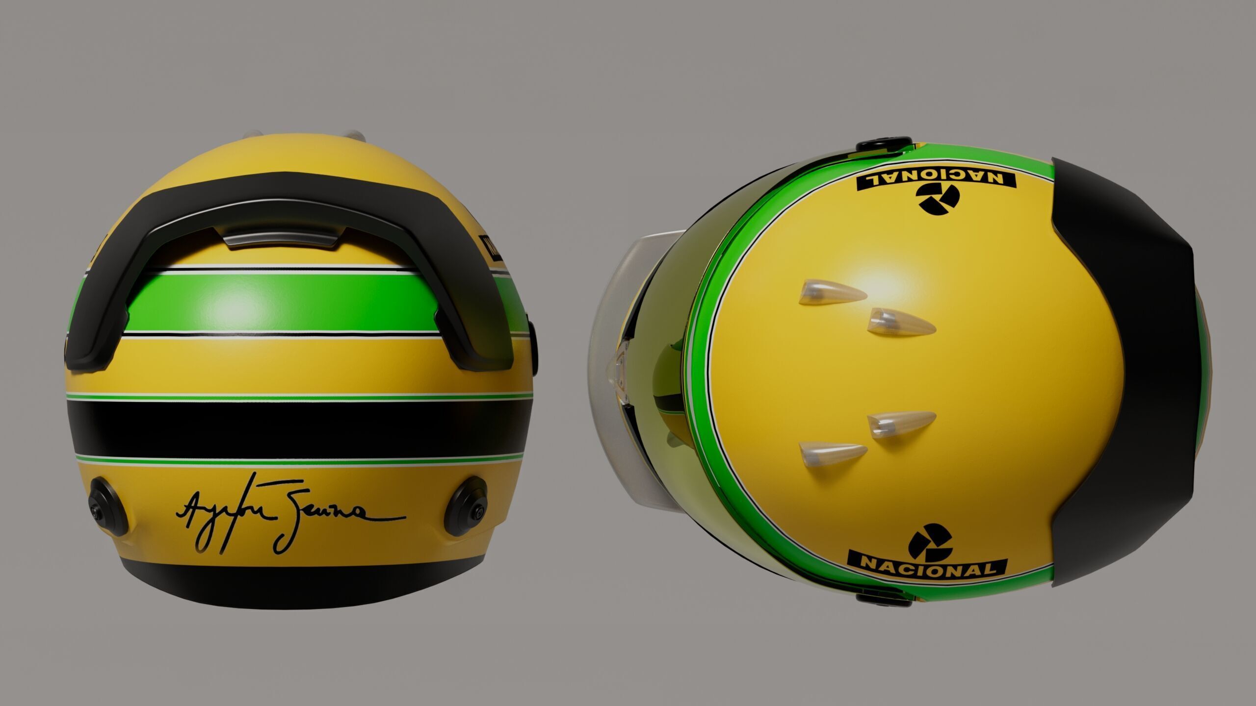 F1 Ayrton Senna Modern Helmet Gameready Low-poly 3D model_2