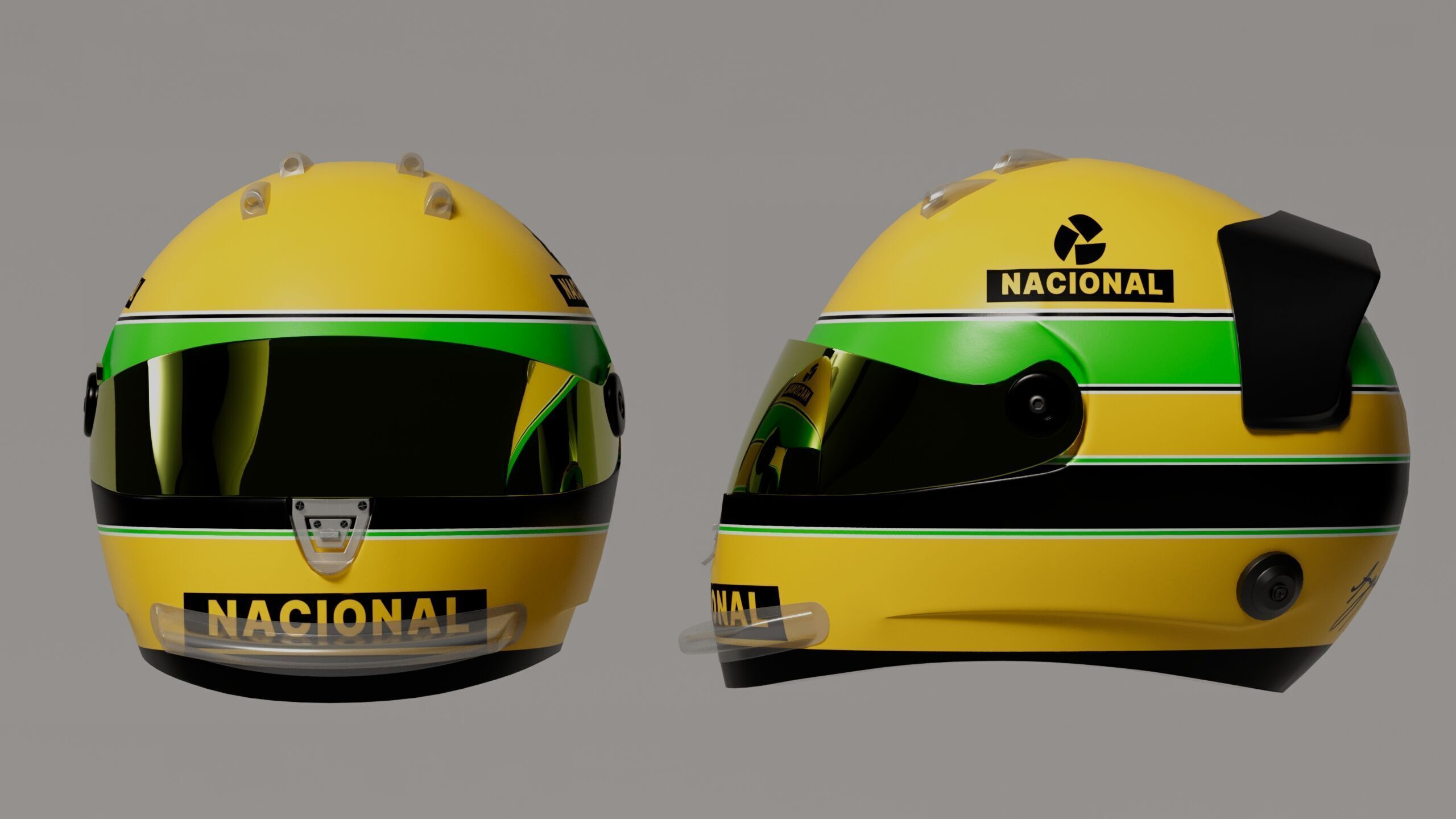 F1 Ayrton Senna Modern Helmet Gameready Low-poly 3D model_1