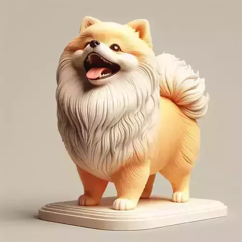793  Laughing Pomeranian  Full Color 3D Model  fantasy