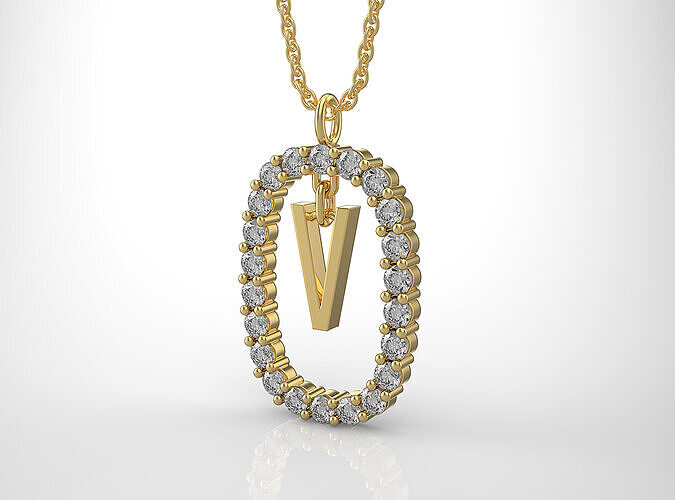 Pendant Letter V 3D print model