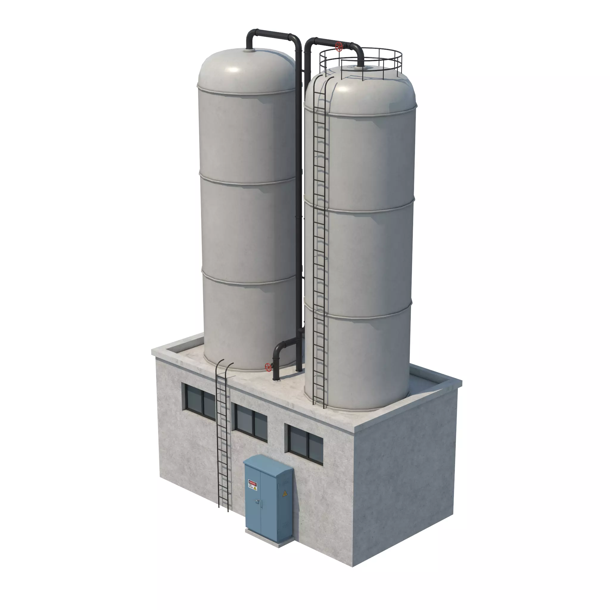 Industrial Silo Building Low-poly 3D model_0