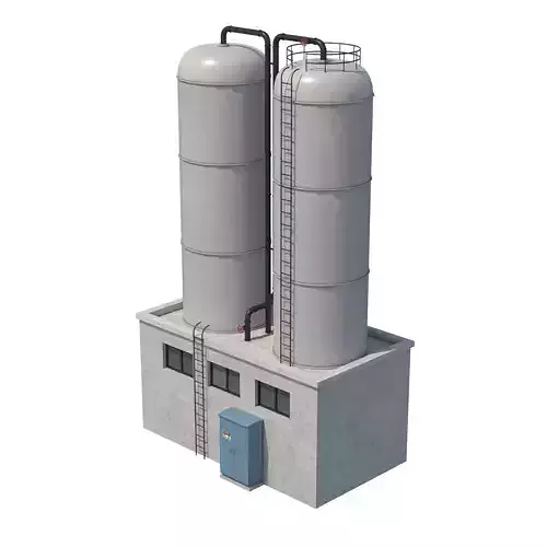 Industrial Silo Building Low-poly 3D model