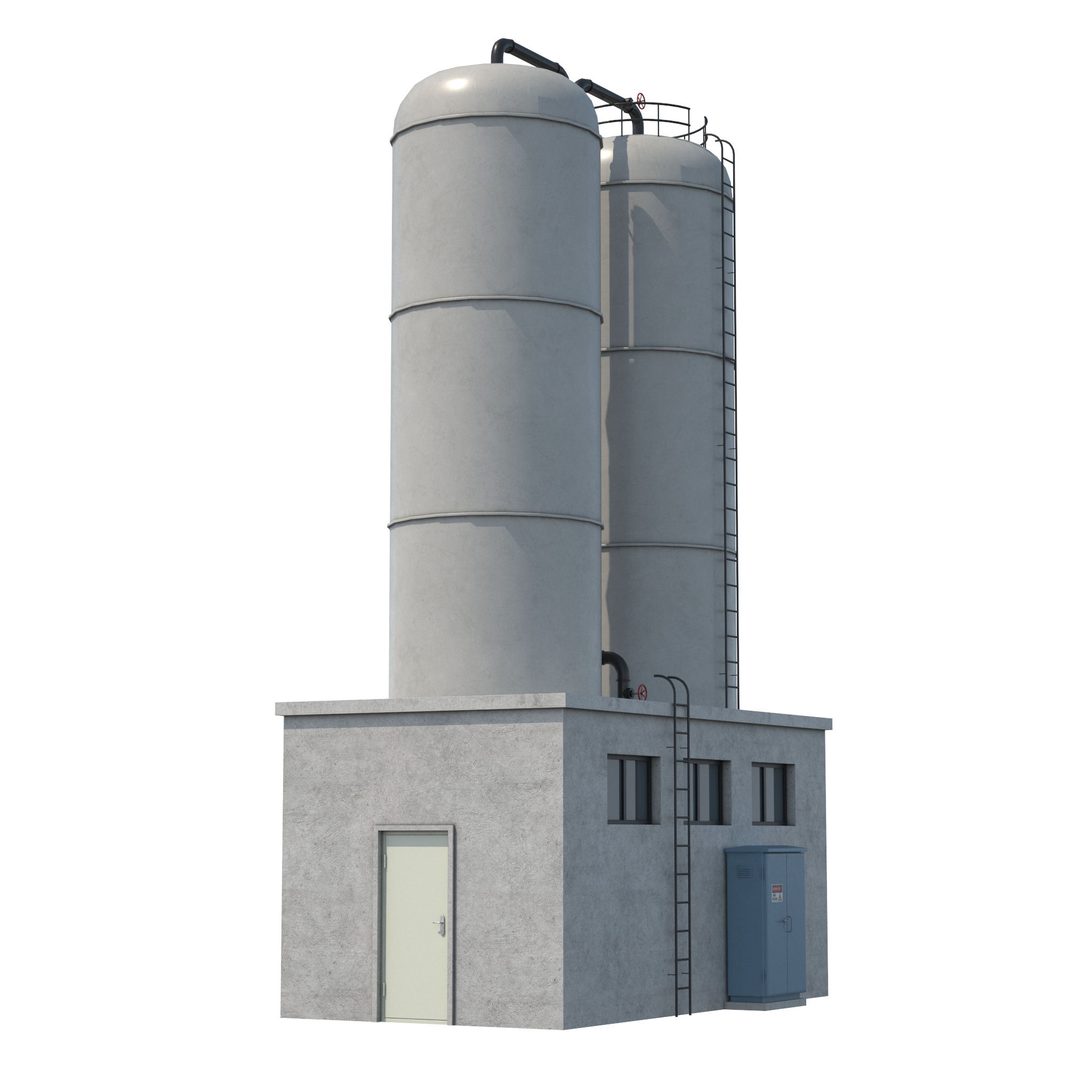 Industrial Silo Building Low-poly 3D model_3