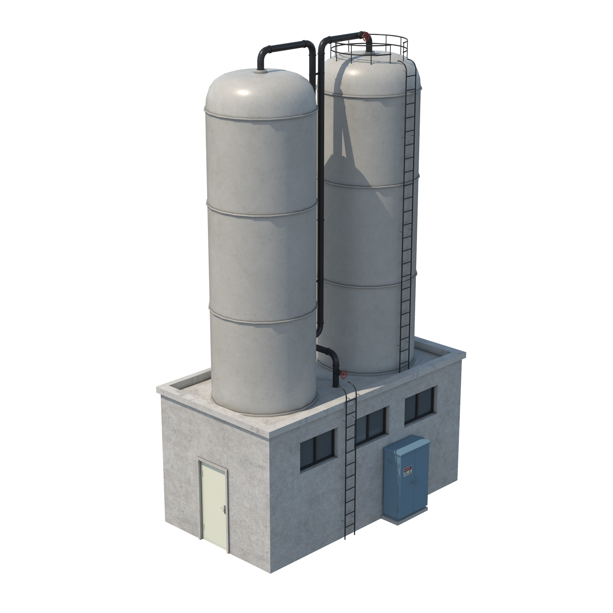 Industrial Silo Building Low-poly 3D model_6