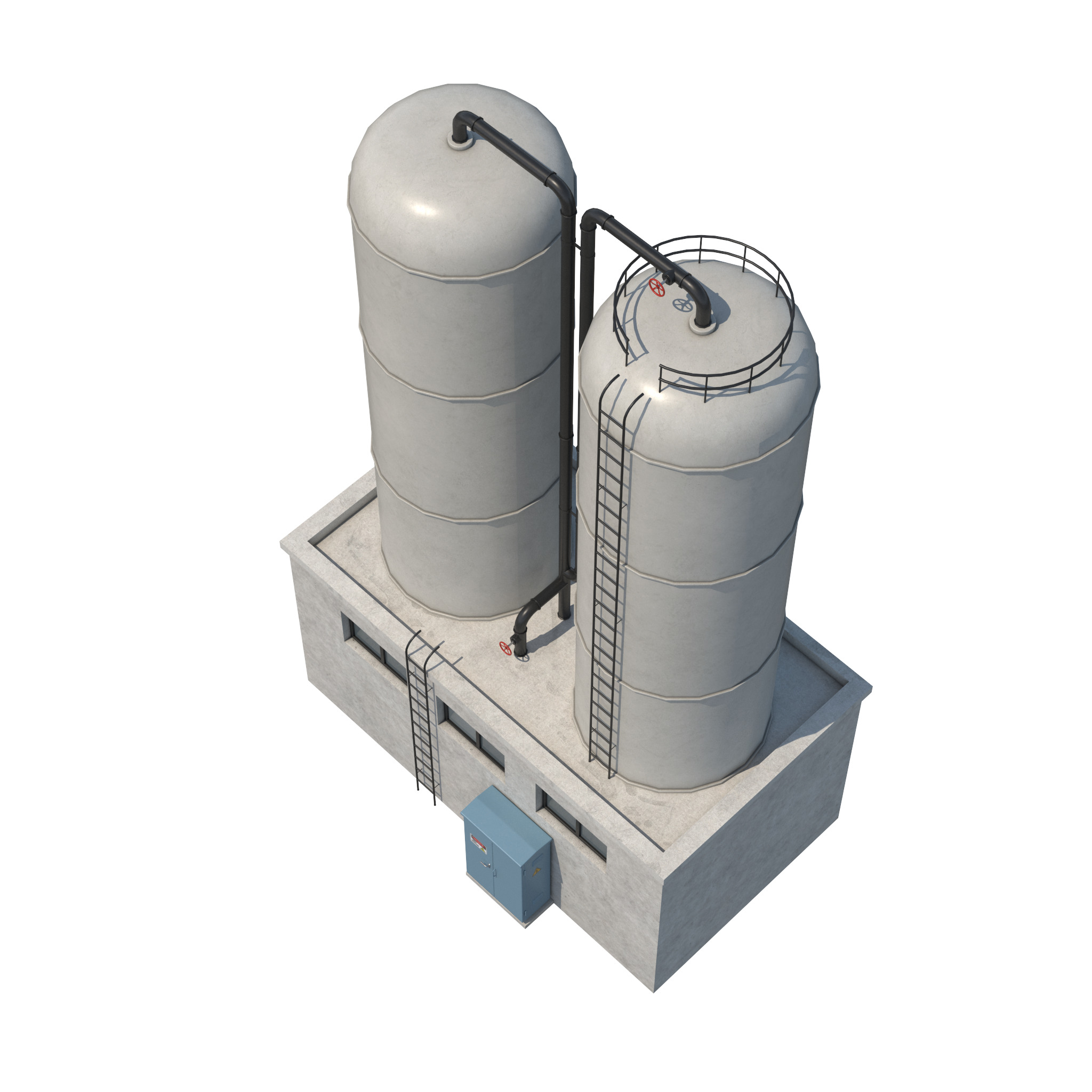 Industrial Silo Building Low-poly 3D model_2