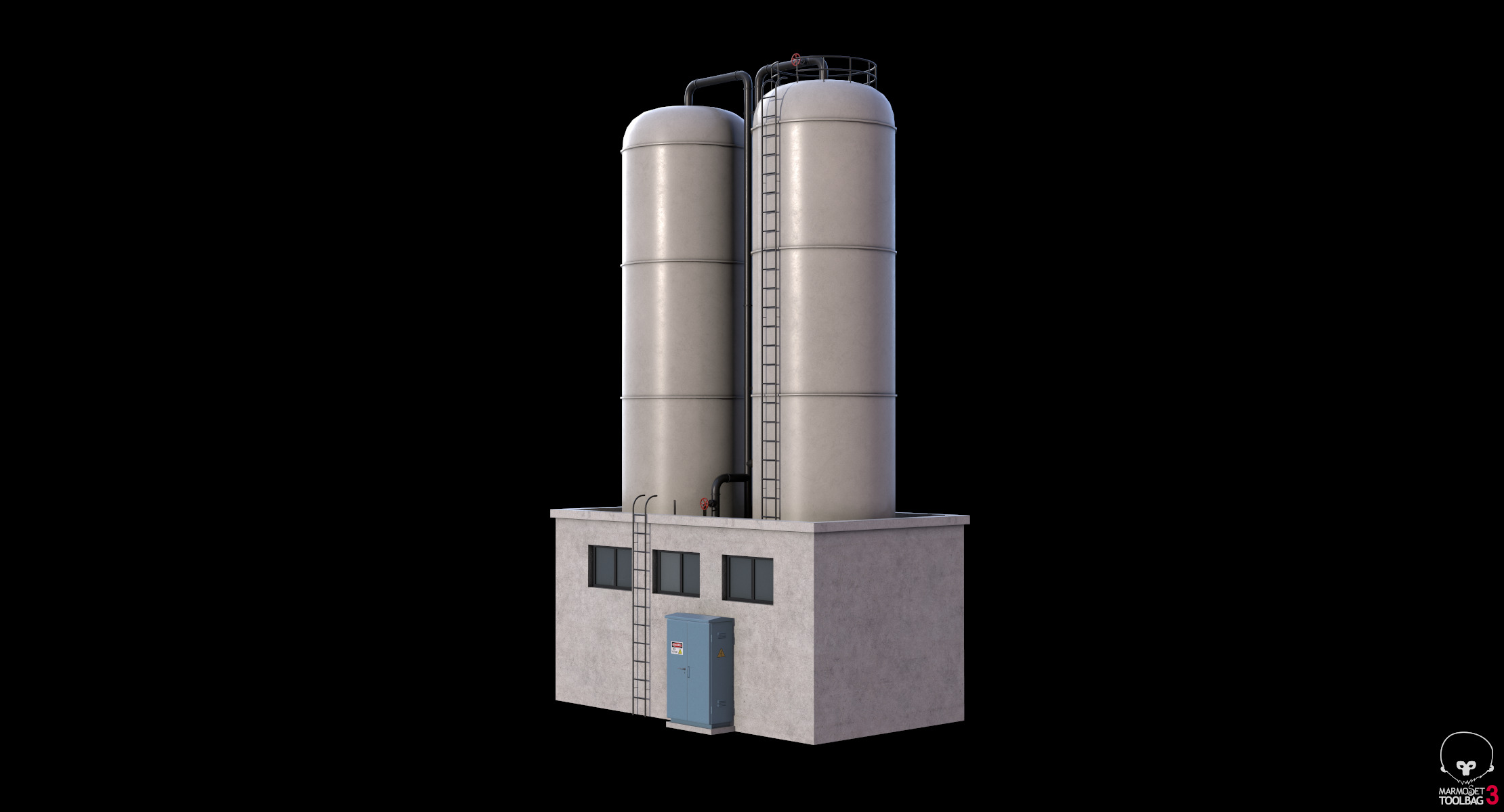Industrial Silo Building Low-poly 3D model_9